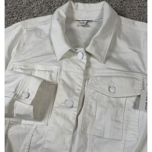 NEW‎ Lane Bryant Womens White Denim Jean Jacket Cropped Casual 18